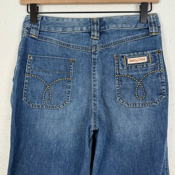 See by Chloé Flare Wide Leg Button Fly Jeans Size 4 - Picture 5 of 7